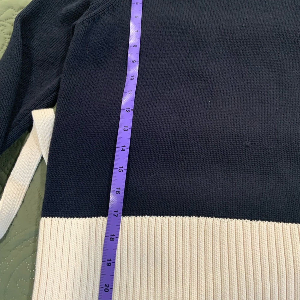 Ann Taylor Navy and Cream Cowl Neck Sweater - Picture 4 of 8